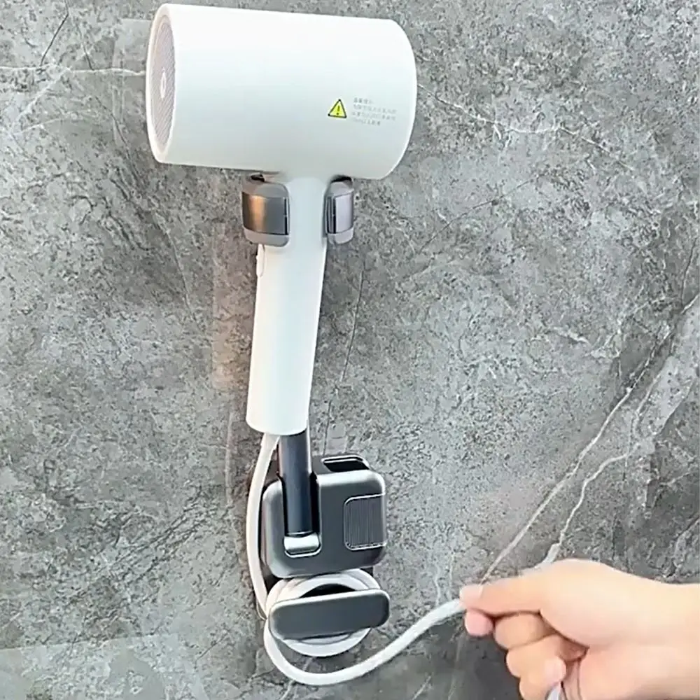 

Wall Mount Hairdryer Stand Angle Adjustable Non-Drilling Hair Dryer Holder Rotating Hairdryer Shelf Bathroom Storage