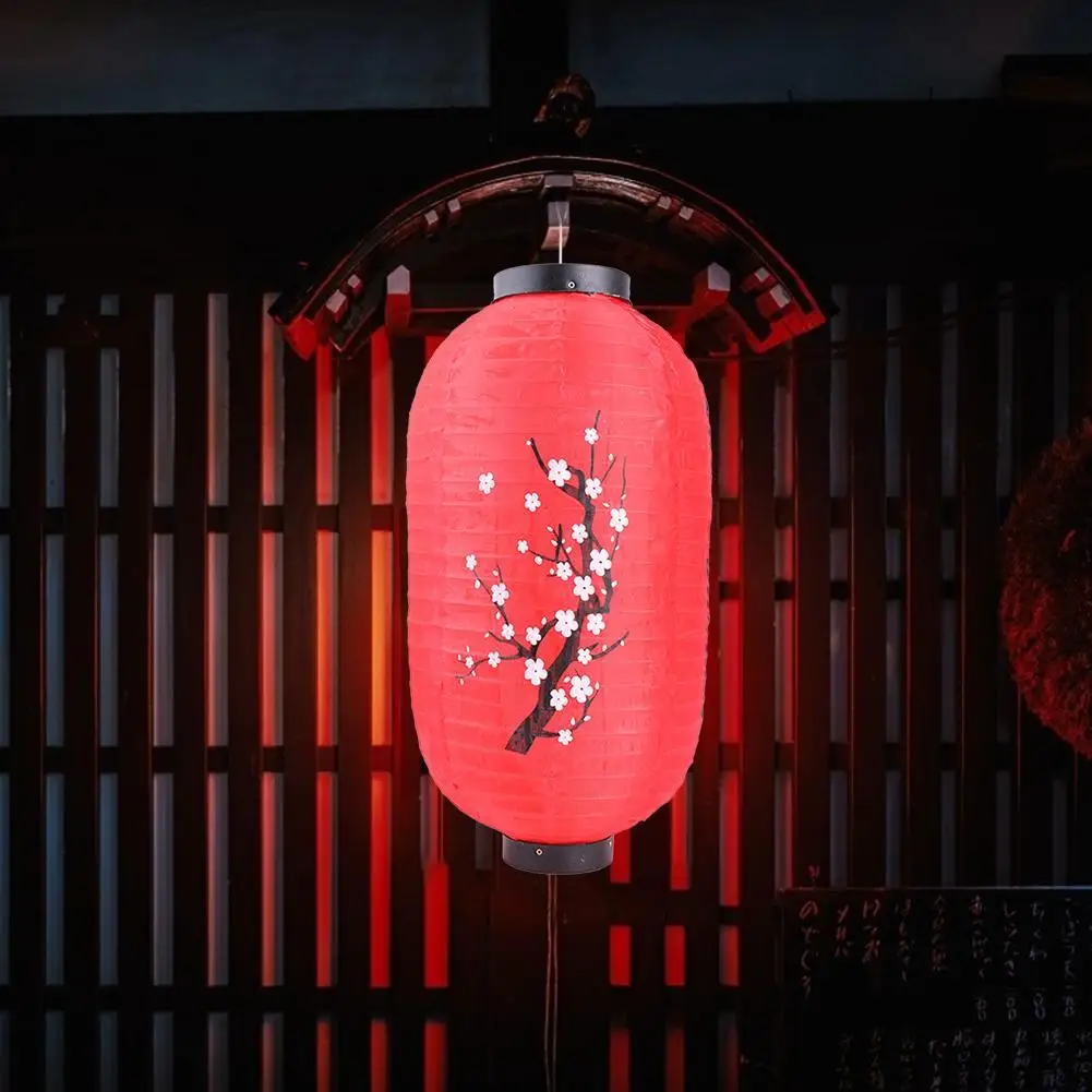 1Pair Plum Blossom Pattern Lanterns Chinese Traditional Lantern Light Sashimi Sushi Restaurant Home Hanging Cloth Lamps Decor