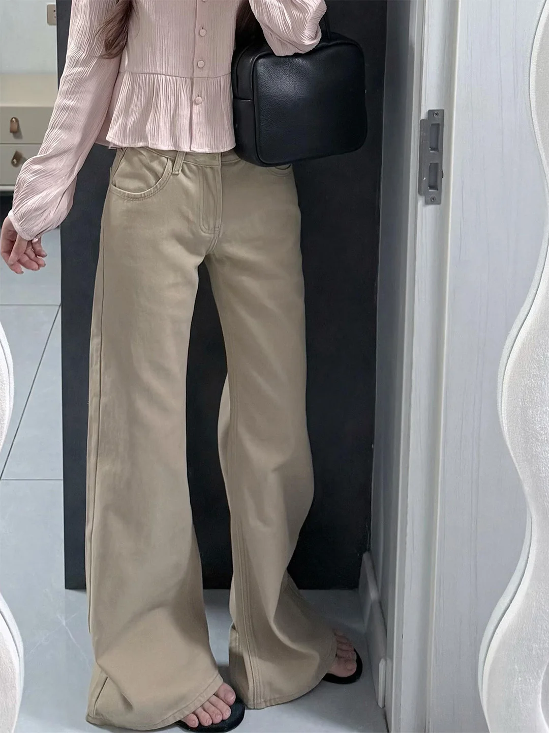 

American Retro High Waist Straight Leg Khaki Jeans Women's Summer New Wide Leg Jeans Casual Comfortable Slimming Effect