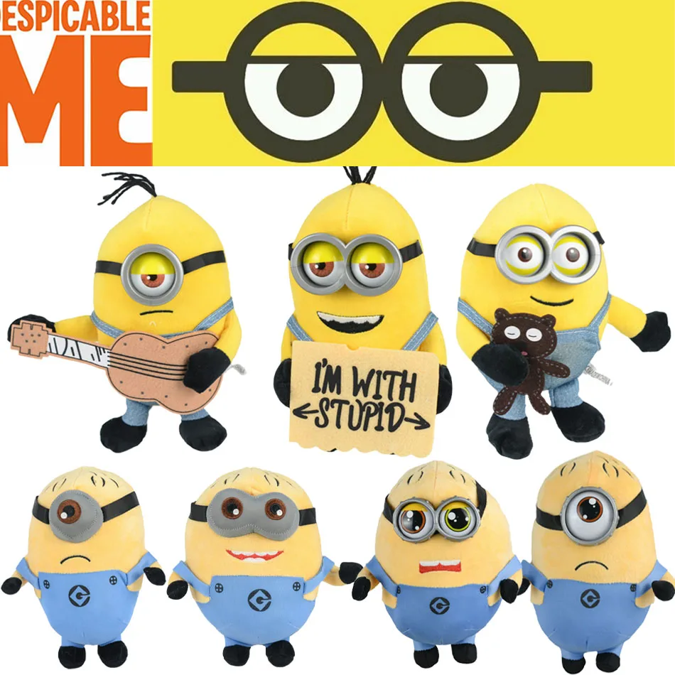 Hot Despicable Me Cute Minions Anime Characters Yellow Plush Bob Stuart In Jeans Soft Dolls Toys Hobbies Christmas Birthday Gift