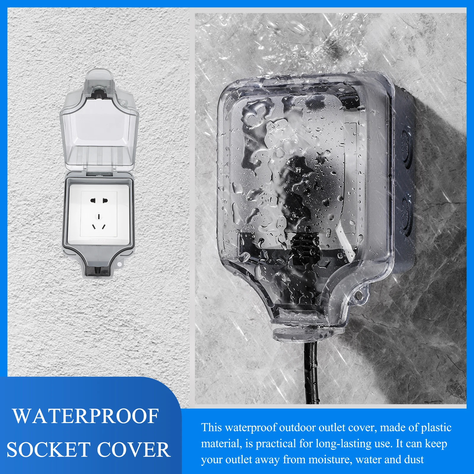 

1 Set Outdoor Socket Cover Weatherproof Electrical Outlet Cover Plates 5 Hole Waterproof Dustproof Anti Rain Box For Indoor
