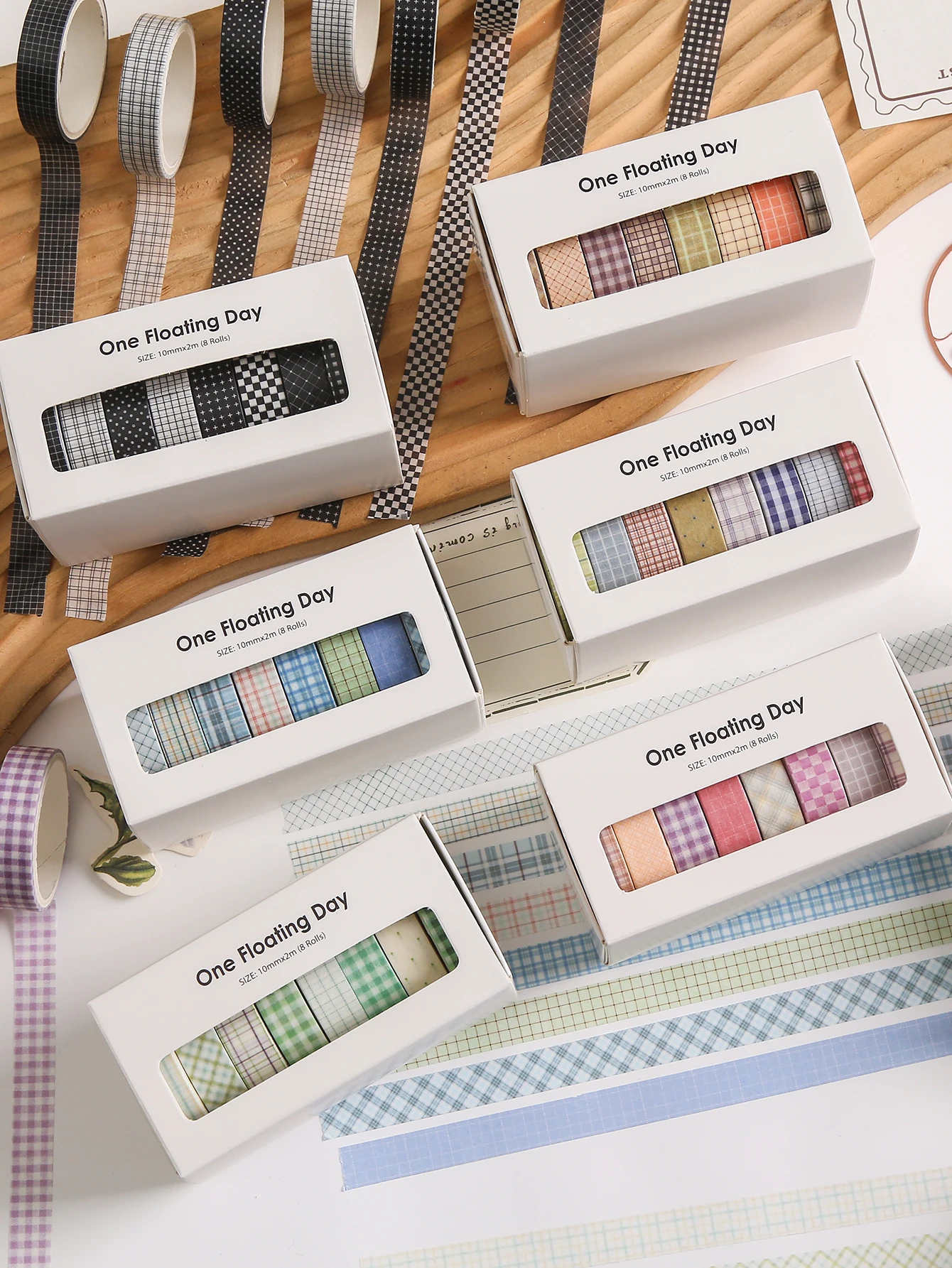 8 Rollen Ästhetisches Blumen-Washi-Tape-Set, Vintage-Blumen- & Karo-Dekorationsstreifen für Tagebuch, Planer, Scrapbook & DIY-Bastelarbeiten – Detail 1