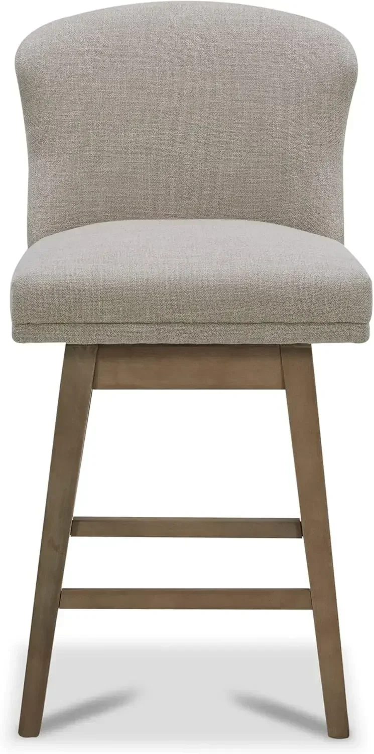 Counter Height Swivel Barstools, FSC Certified Upholstered Performance Fabric Bar Stools Set of 2, 26" Seat Height, Tan