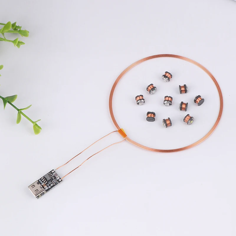 [ZY44] 5V Wireless Power Charging Module Wireless LED Coil Inductive Coil Transmitter +10pcs Receiver Lights Lighting Model Toys