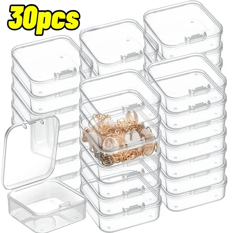 

Transparent Plastic Jewelry Box Mini Box Container Portable Earring Ring Earplugs Packaging Case