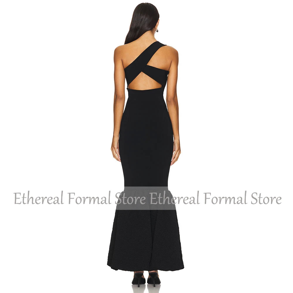 Schwarzes One-Shoulder-Abendkleid für Damen, Meerjungfrau, knöchellang, Abendkleid 2025, schlichtes Abendkleid, bodenlang, langes Partykleid