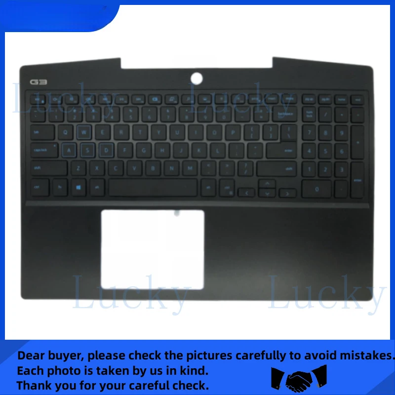 

f New for Dell G Series G3 15 3590 Upper Case Palmrest Cover Keyboard Blue Backlight