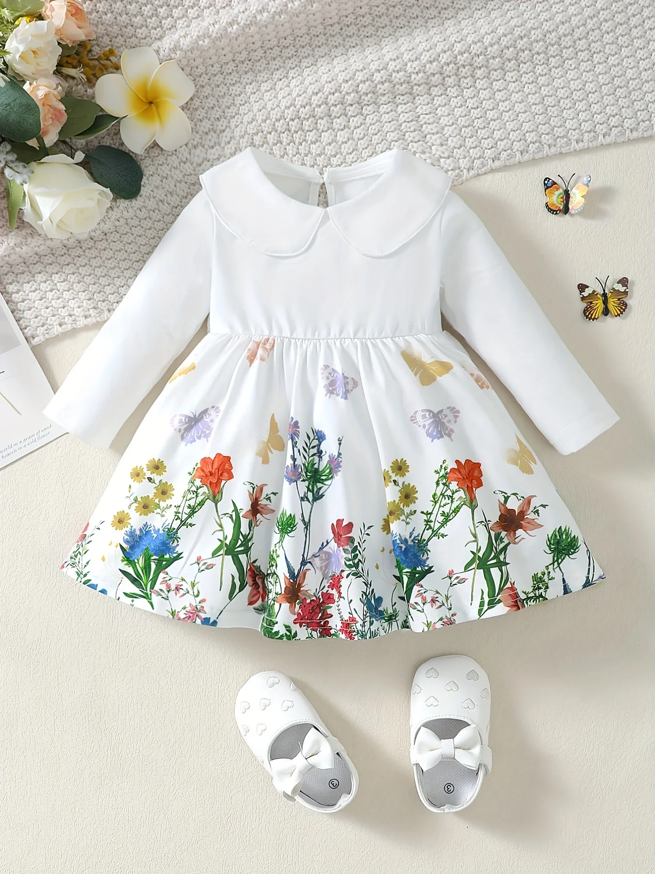 Autumn girl cute flower print dress,