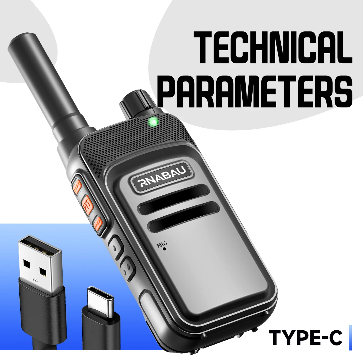 RNABAU X7 3-10km Langstrecken-Profi-UHF-Walkie-Talkie-Set - 400-470MHz, 16 Kanäle, Tragbares Zweiwege-Funkgerät – Detail 9