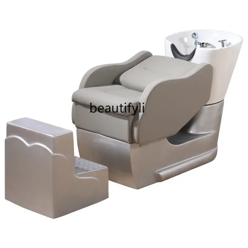 

Hair Salon Hair Saloon Dedicated Half Lying Shampoo Chair Half Lying Punch Bed Ceramic Deep Basin Shampoo Chair