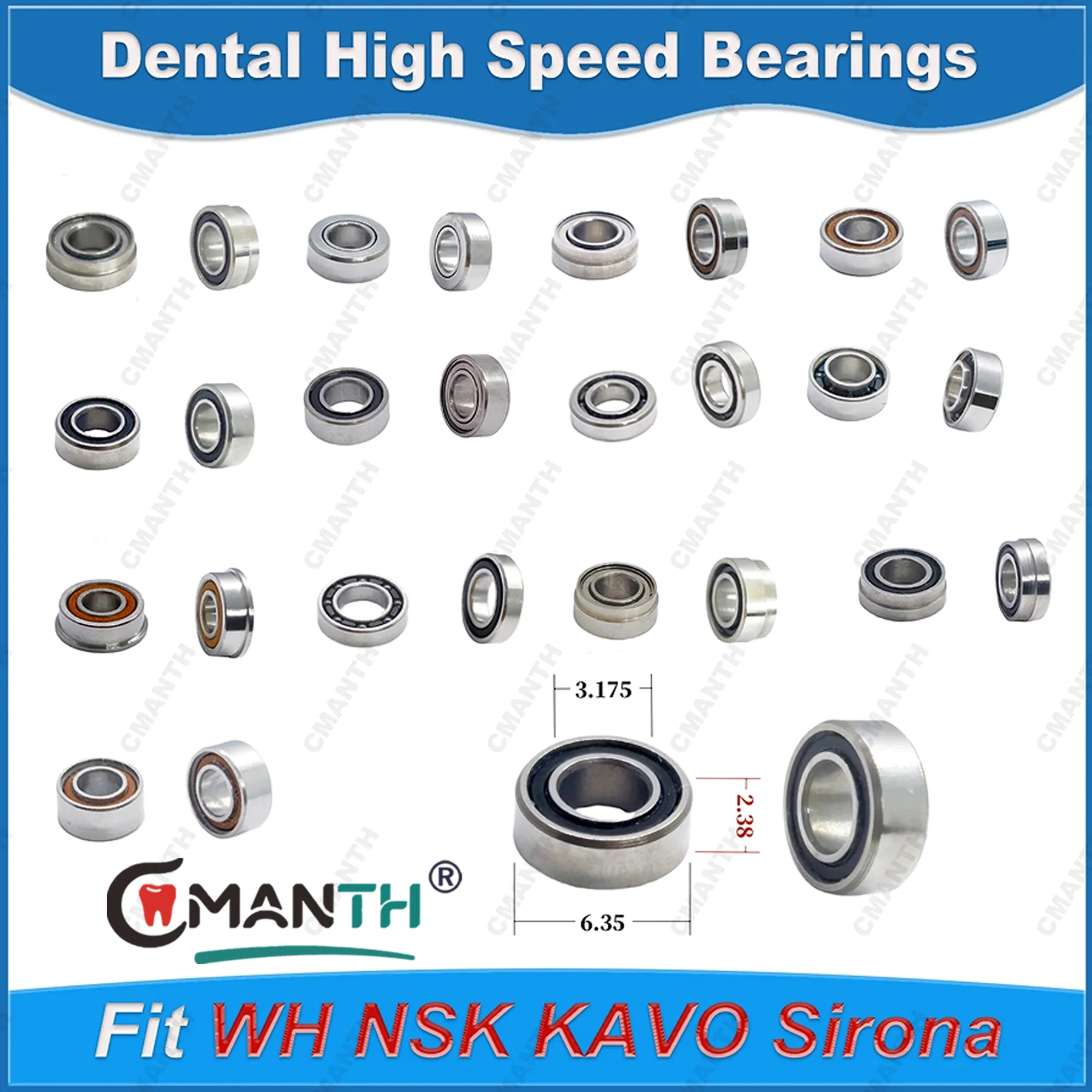 

CMANTH Dental Bearing High Quality Ceramic Bearings For High Speed Handpiece Fit KAVO NSK Dental turbine Accessories 5Pcs