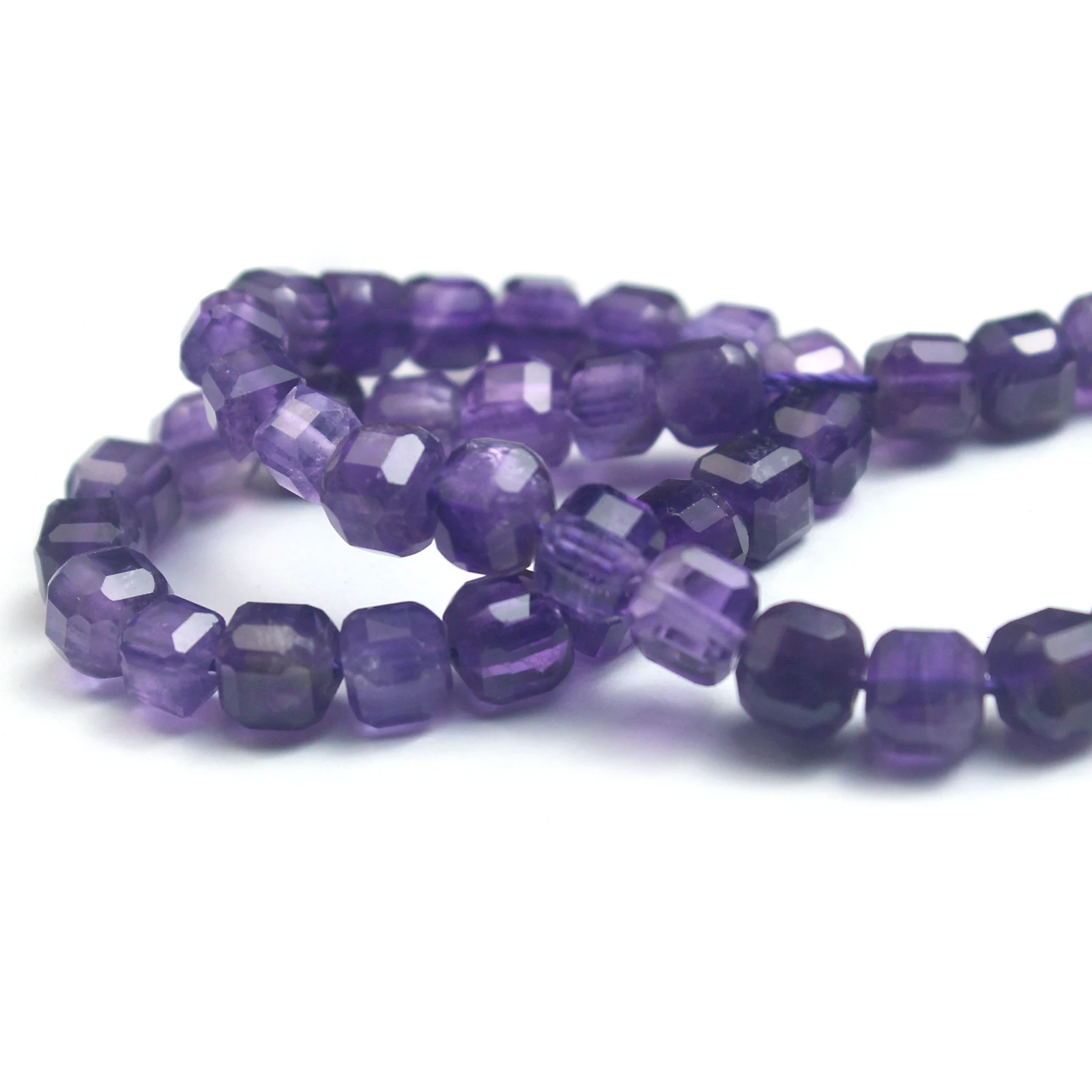 Natural Amethyst Faceted Small Granules Sugar Cube Loose Beads Cube Cut Corner Handmade Diy Bracelet Necklace Beads