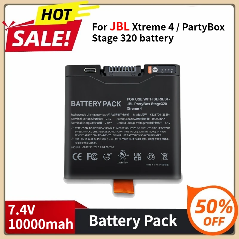 

Аккумулятор динамика для JBL Xtreme 4 / PartyBox Stage 320 7,4 В 10000 мАч Аккумулятор