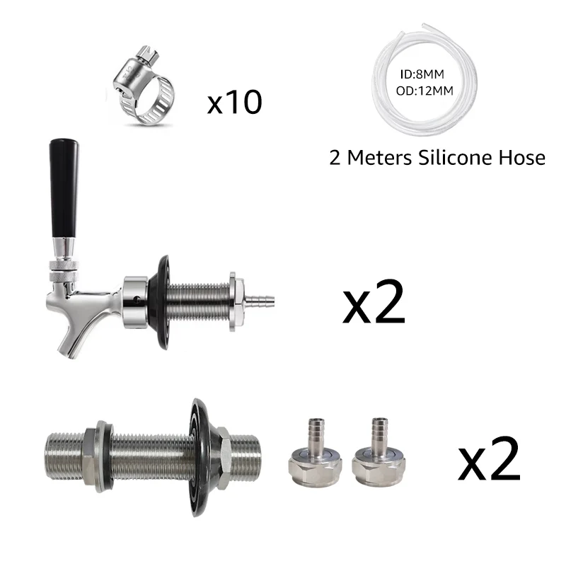 

100mm Shank(5/8'' Thread) with Nipple Hose Barb, Complete Assembly for Jockey Box,Beer Tap Dispenser
