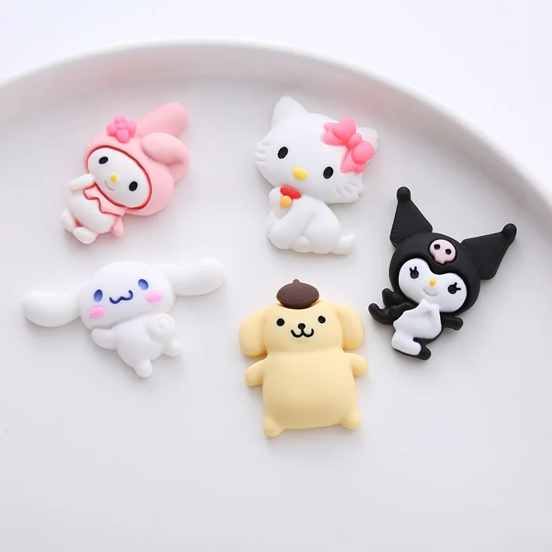 10pcs Sanrio Accessories Kawaii HelloKitty Mymelody Kuromi Korean New Cartoon DIY Phone Case Patch Cute Girl Hair Accessories