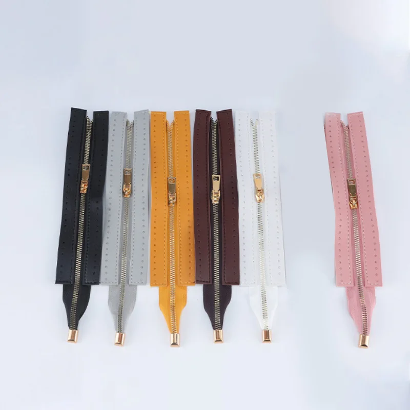 1PC Custom DIY Zipper For Woven Bag Hardware PU Leather Zipper Accessories For Clothes Shoes Woven Bag Sewing Accessories