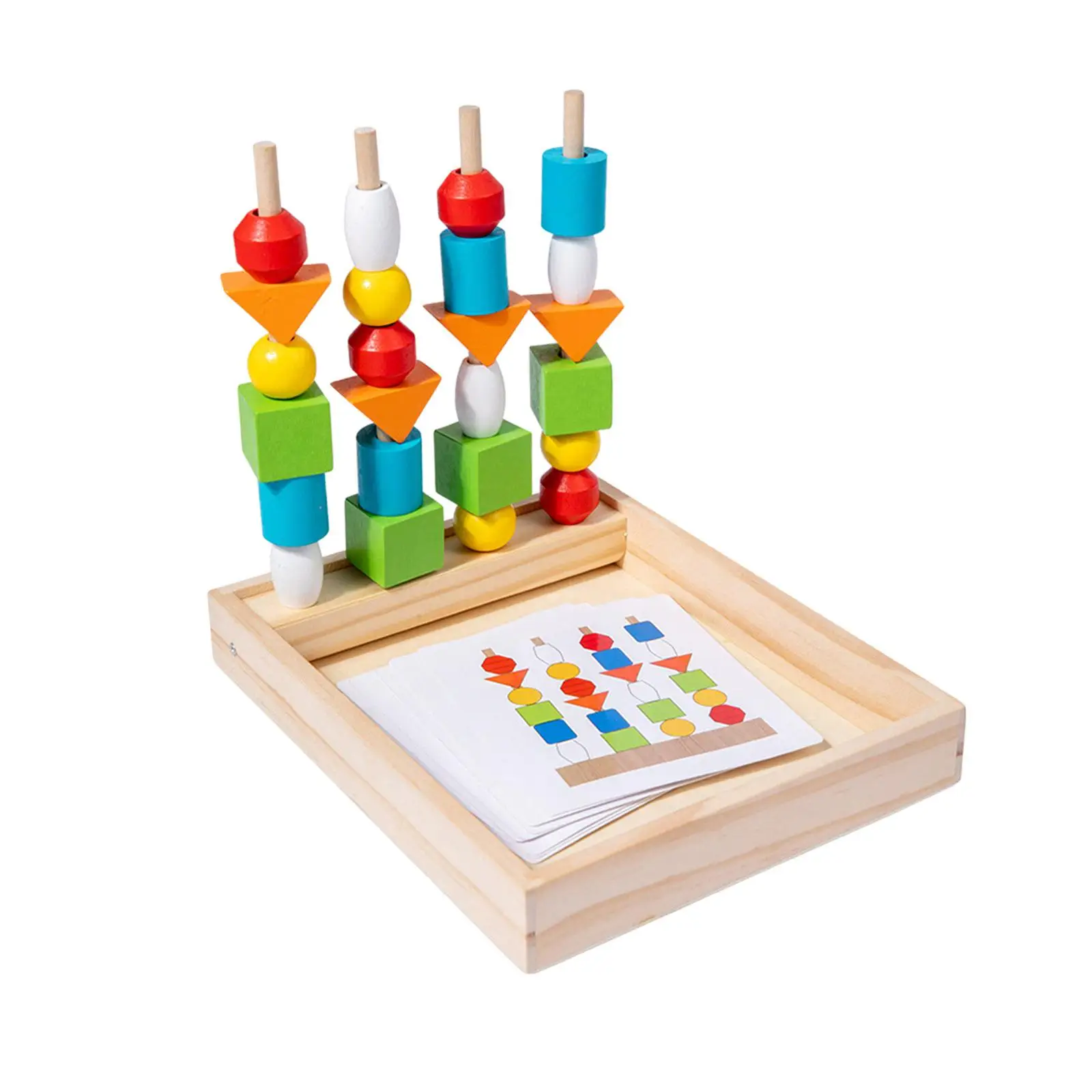 Montessori Houten Kralen Sequencing Speelgoed Zintuiglijk Speelgoed Vroeg Leren Kleur