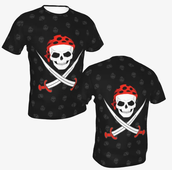 تي شيرت برسومات القراصنة والسيف لعام 2025، تي شيرت أسود عتيق ثلاثي الأبعاد للرجال والنساء، قميص بنمط المغامرة الجريئة #3
