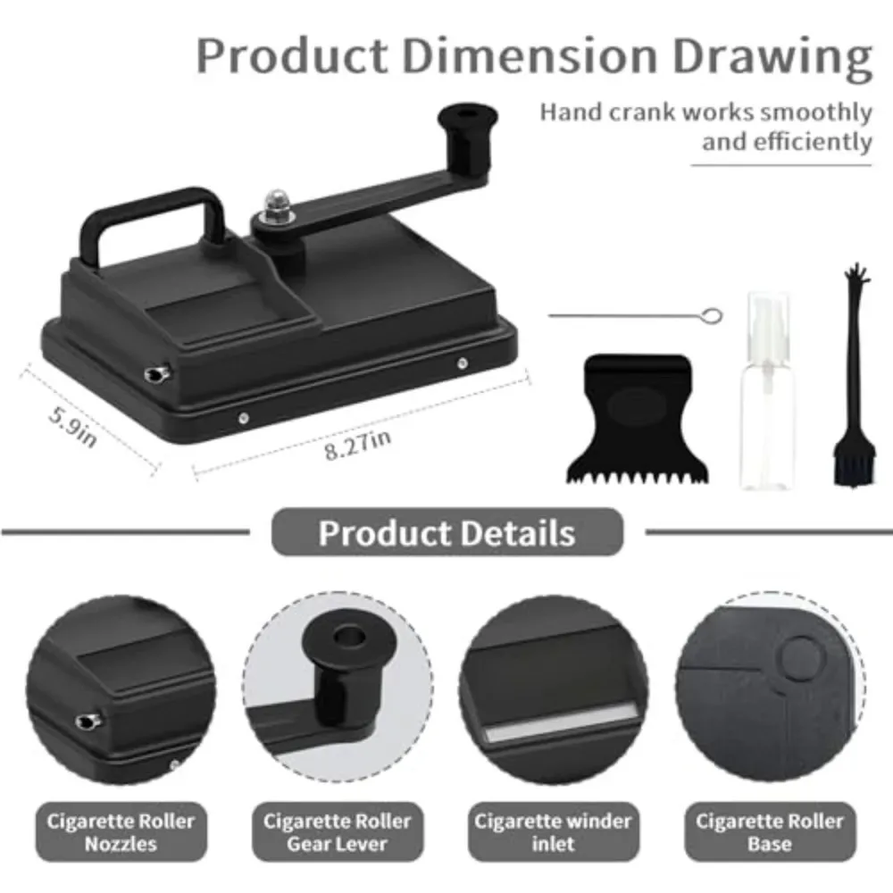 New Black 5.5/6.5/8mm tube double rail cigarette rolling machine aluminum alloy smoking tools hand cigarette rolling machine view 3