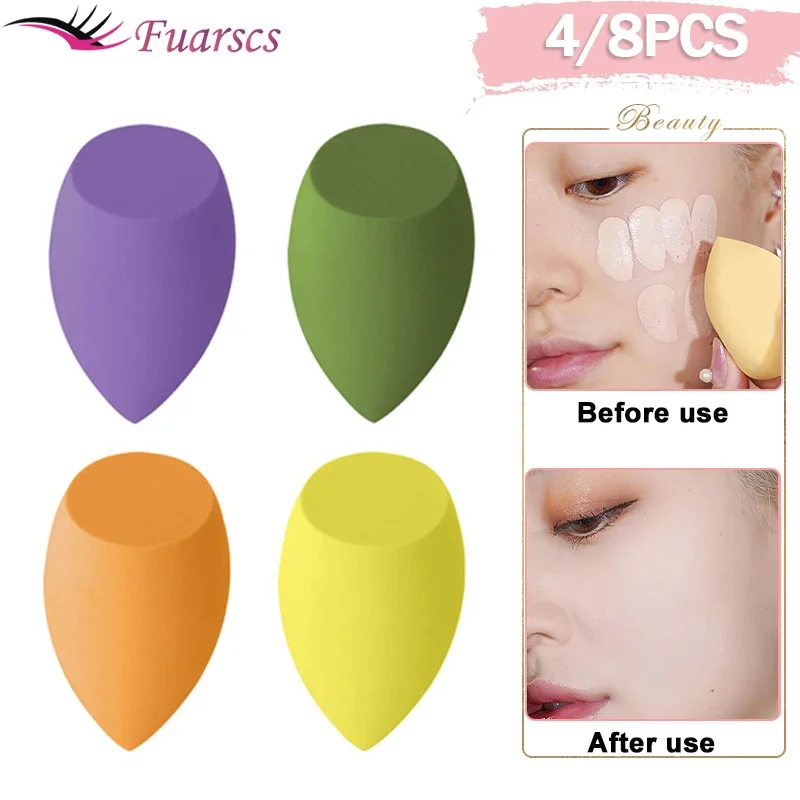 4/8pcs Makeup Sponge Powder Puff Dry and Wet Combined Beauty Cosmetic Ball Foundation Powder Puff Bevel Cut Make Up Sponge Tools