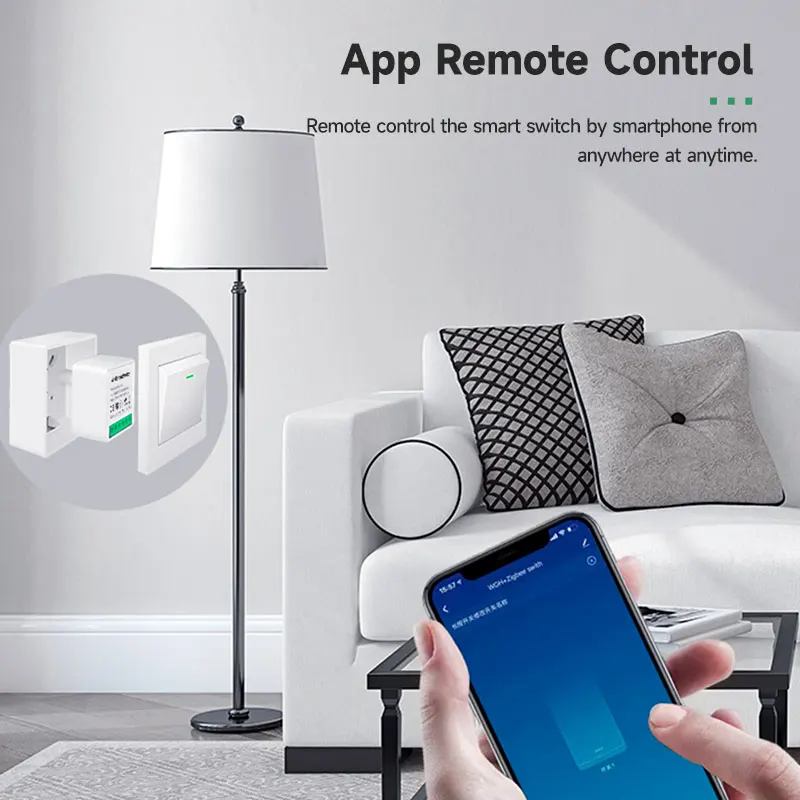 IHSENO ZigBee 16A Smart Switch Tuya Smart Home Automation Mini DIY Breaker Relay Module 2-way Control Voice Works with Alexa