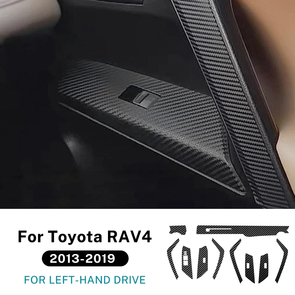For Toyota RAV4 2013 2014 2015 2016 2017 2018 2019 PET Carbon Fiber Texture Interior Film Window Switch Frame Center Sticker PPF