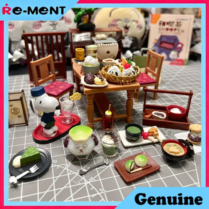 

Rement Snoopy Japanese Cafe Snoopy Mini Blind Box Figure Complete Box Set 8 Packs Cute Japanese Sweets Shop Scene Desk Decor