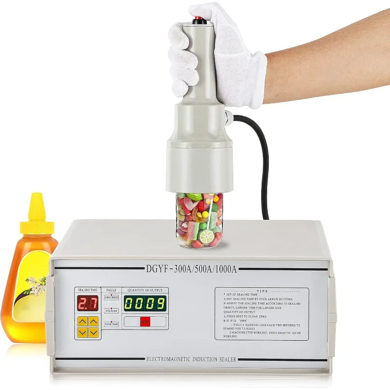 Induction Bottle Cap Sealer Machine with Counting Function for Plastic Glass Bottles of Flat and Pointed Cap (110V)