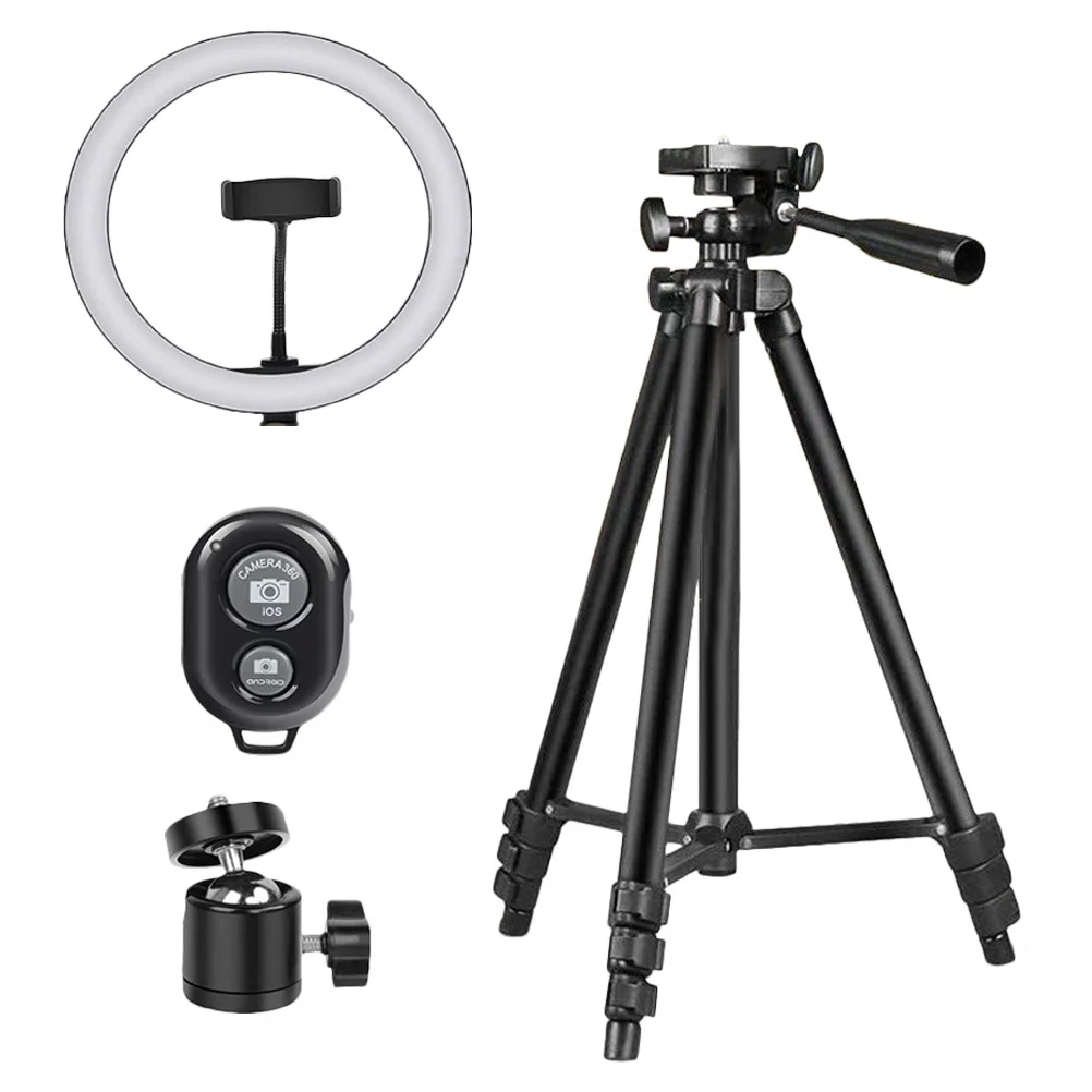 

1Set LED Ring Light Round Lamp Black Three Modes Adjustable Handle for Photography Video Makeup Selfie Filling Light