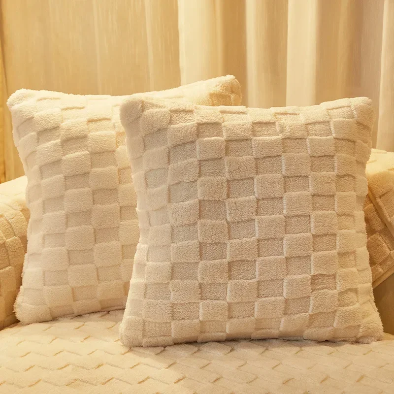 북유럽 겨울 봉제 소파 쿠션, 미끄럼 방지 쿠션, 등받이 커버 타월, 모던하고 심플한 겨울 가죽 소파 커버 천