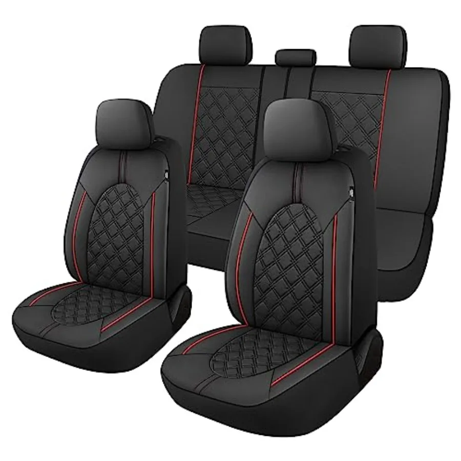 

Luxury PU Leather Car Seat Covers Full Set Non-Slip Seat Cover Protectors Universal Fit for Cars Trucks SUVs Vans Pickups Airba