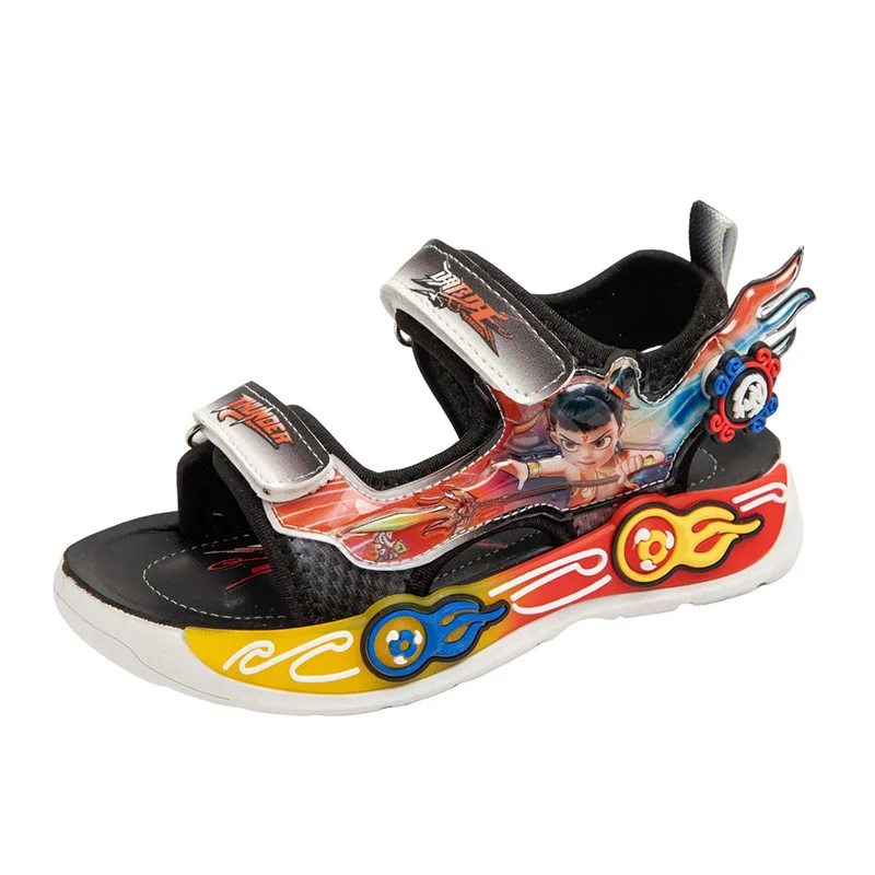 Nezha Vibrant Anime-Inspired Open-Toe Sandals for Boys-Breathable Wear-Resistant and Comfortable for All Seasons-Perfect for Cas