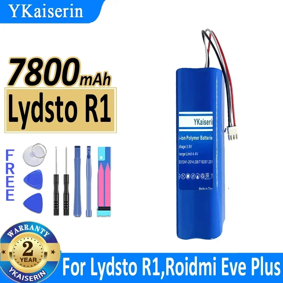 

YKaiserin Battery 7800mAh for XiaoMi Lydsto R1 Viomi S9 for Roidmi Eve Plus Rechargeable Li-ion Robot Vacuum Cleaner R1 Battery