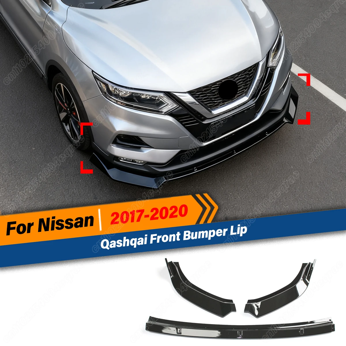 

For Nissan Qashqai 2017 2018 2019 2020 Car Front Bumper Lip Sports Spoiler Splitter Diffuser Accessories Body Modification Kit