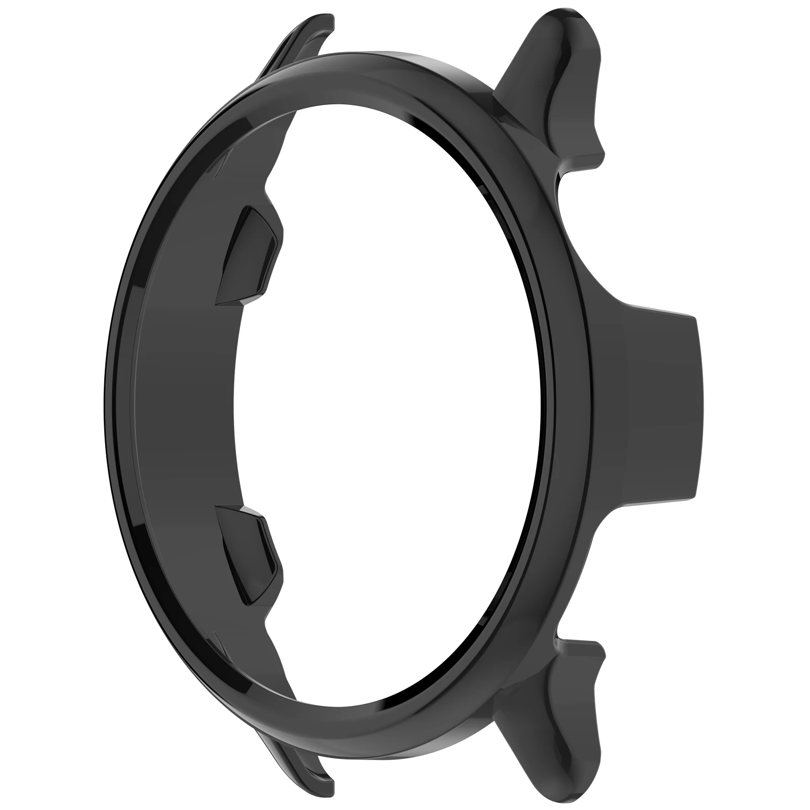 For Garmin Vivoactive 6 Half Coverage Hollow-Out Protective Cover PC Watch Frame Case - Glossy Black