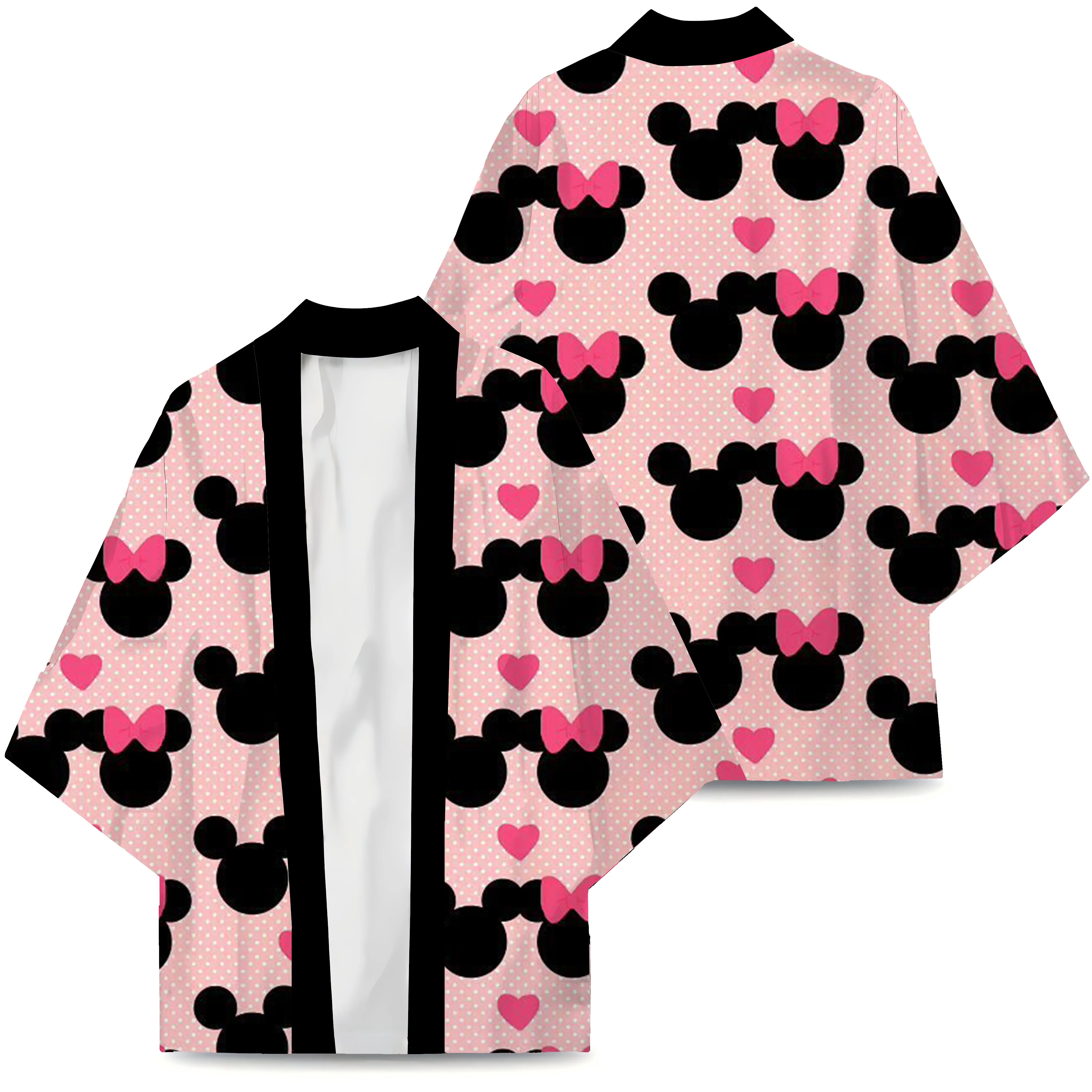 Kimono Mickey ubrania męskie Disney koszula oversize Kimono T-shirt piżamy Anime japonia topy Cosplay z nadrukiem Minnie Mouse koszule