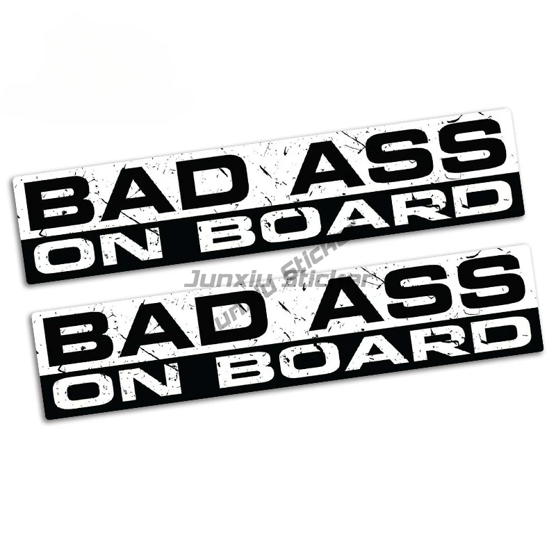 Classic Design BAD ASS ON BOARD Sticker Joke Decal Car Stickers Vinyl JDM Bumper Truck 4x4 Window Tailgaters 2pcs