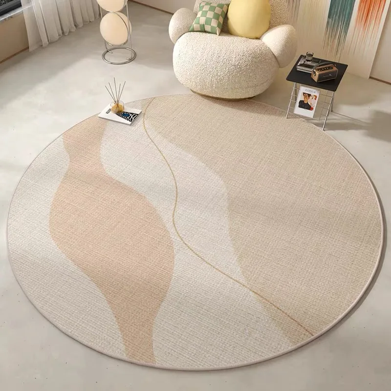 VIKAMA Crystal Pile Light Luxury Carpet Round Living Room Tea Table Rug Scandinavian Study Room Decorative Floor Mat