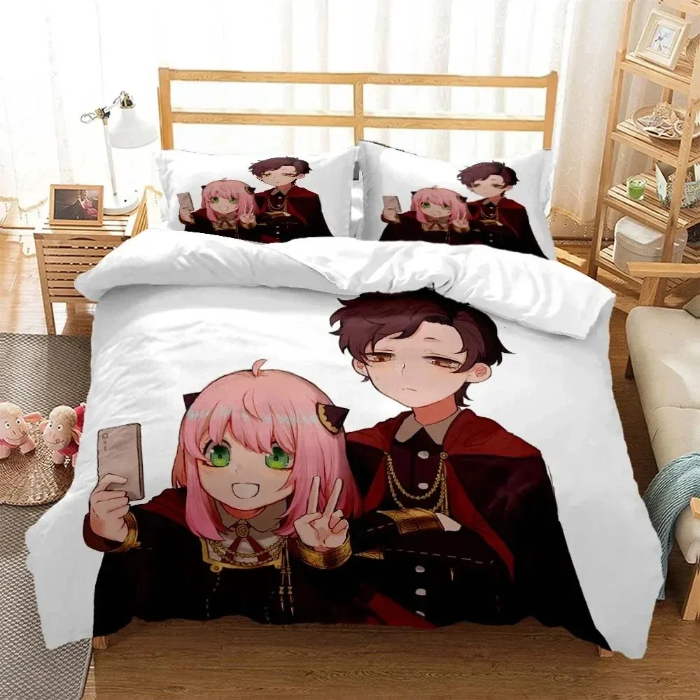 

Anime Spy × Family Anya Bedding Set Boys Girls Twin Queen Size Duvet Cover Pillowcase Bed Kids Adult Fashion Home Textileextile