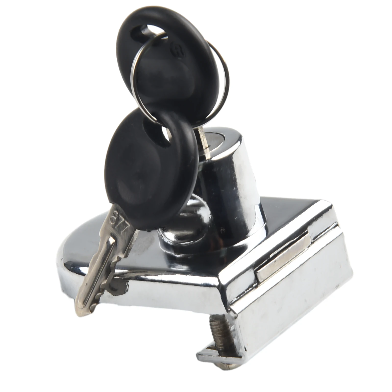 Punch-Free Glass Door Lock For 5-8mm Thick Single Door Display Cabinets, Zinc Alloy Security Lock With 2 Keys, Silver