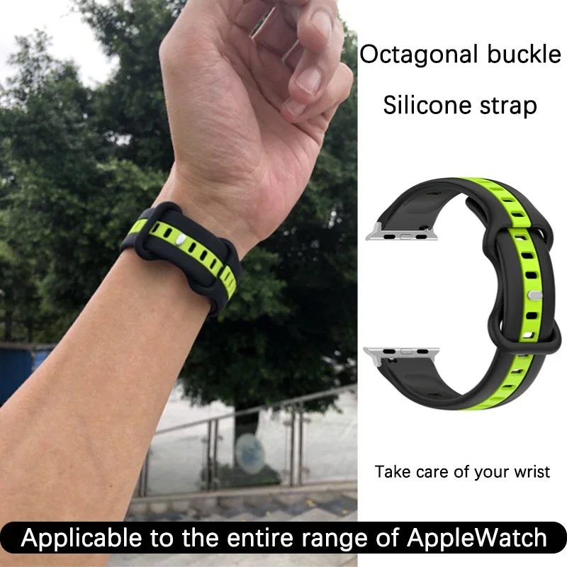 Bracelet de Sport en Silicone pour Apple Watch, 45mm 41mm 49mm 44mm, série iWatch Ultra 8 7 6 5 4 SE 3, bande de caoutchouc pour l'extérieur
