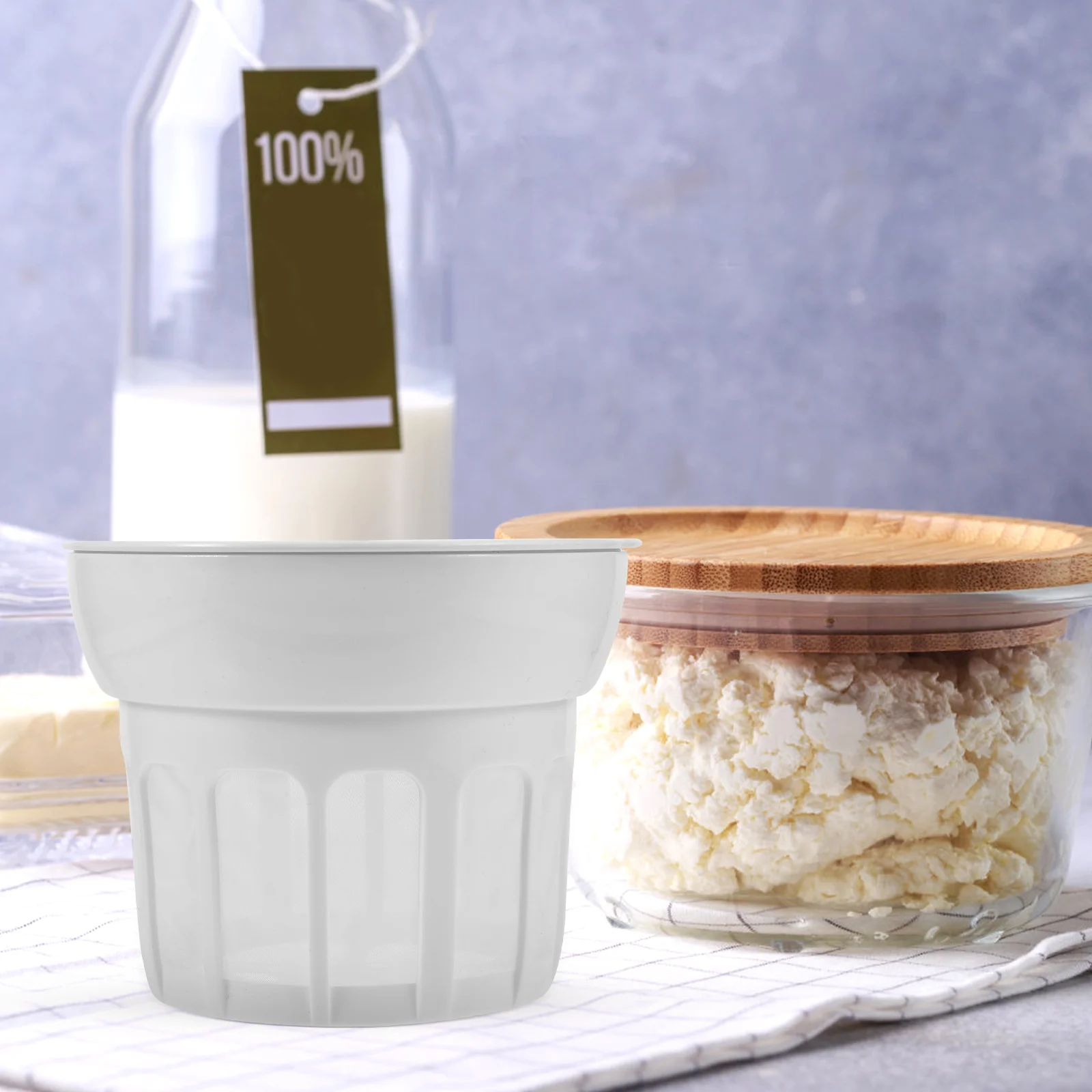 

Yogurt Filter Separator Strainer Fine Mesh White Lid Baby Whey Greek Yogurt Maker Milk Cheese Tool Home Use Kitchen Bar Supplies