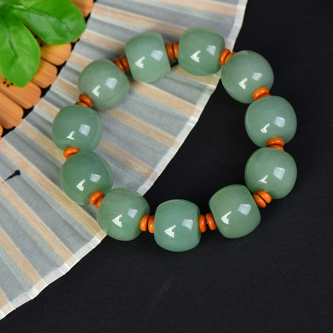 14*18mm 천연 미얀마 경옥 A급 그린 버마 옥 팔 - Gemstone Bracelet Healing 리뷰 및 가격