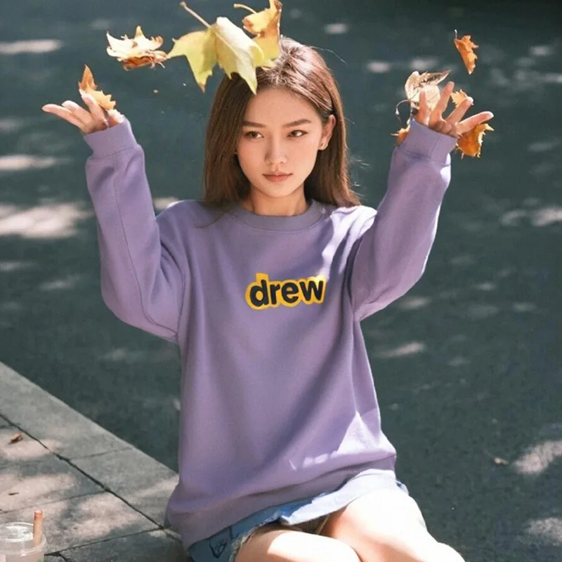 

Drew House Streetwear Drew Smiley Face Hoodie Crew Neck Instagram Streetwear Fall/Winter Unisex Couple's Long Sleeve