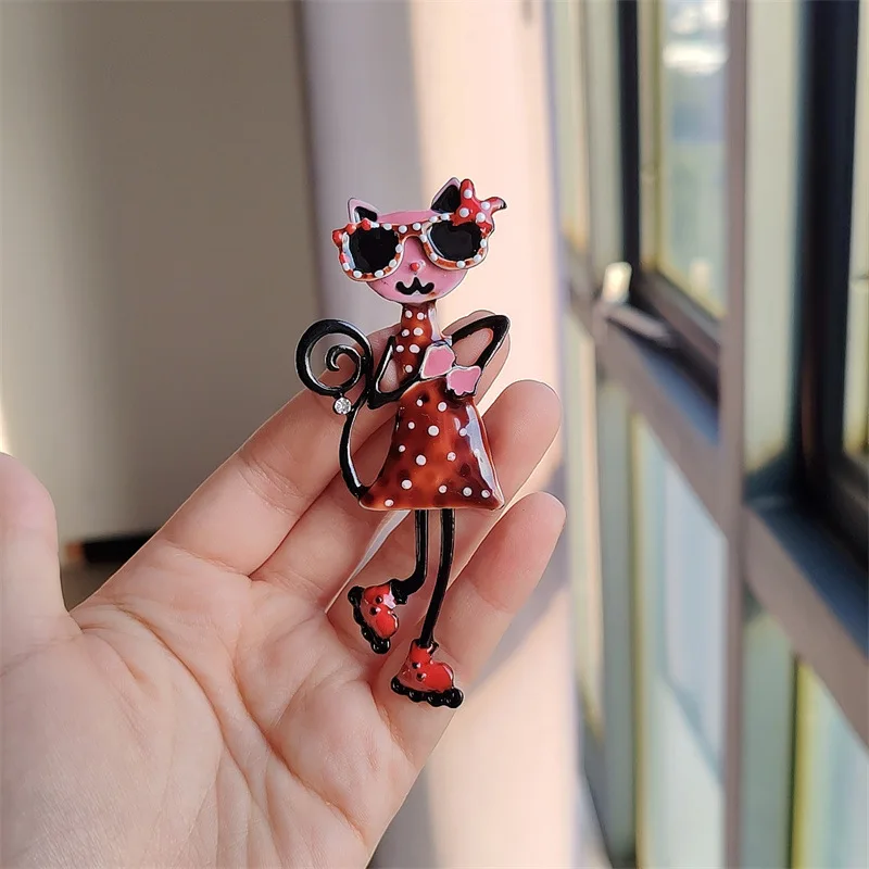 Cute Enamel Cat Brooches for Women Unisex Animal Combo Pins Office Party Casual Accessories Gifts