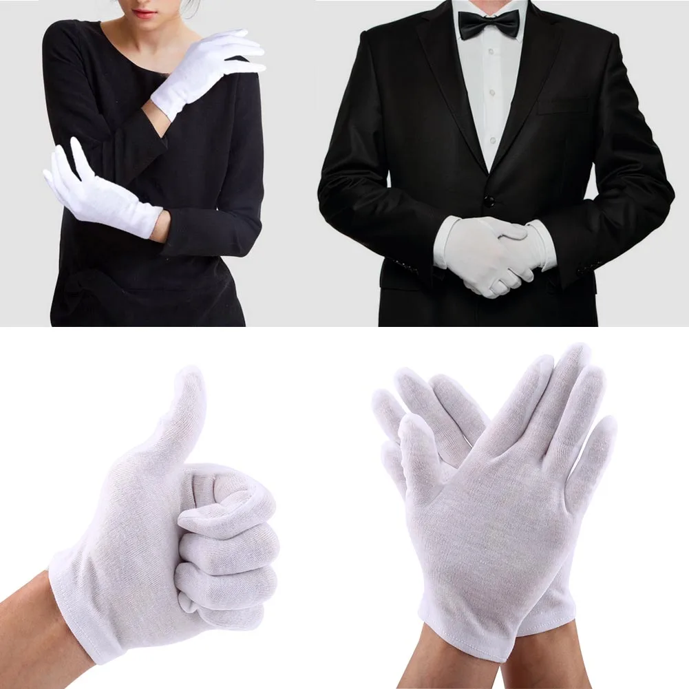 

ZK30 12 Pairs Practical White Cotton Work Safety Glove for Coin Jewelry Silver Inspection Protection gardening gloves