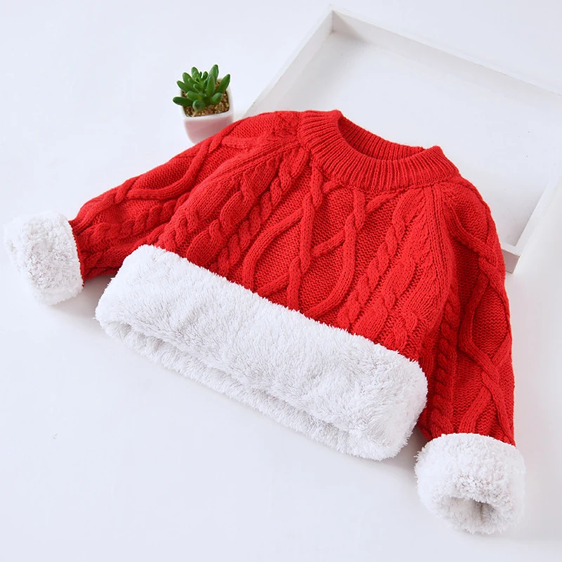 Winter Kids Boys Girls Sweaters Clothes Toddler Warm Sweater Coats Children Thicken Tops Wool Pullovers Knitwear Tops Clothing