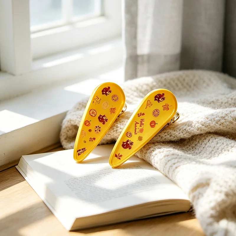 Adorable Squirrel Sticker Women's Side Bangs Clip Korean Version Gold Transparent Resin Hairpin Handmade Female Hair Accessories