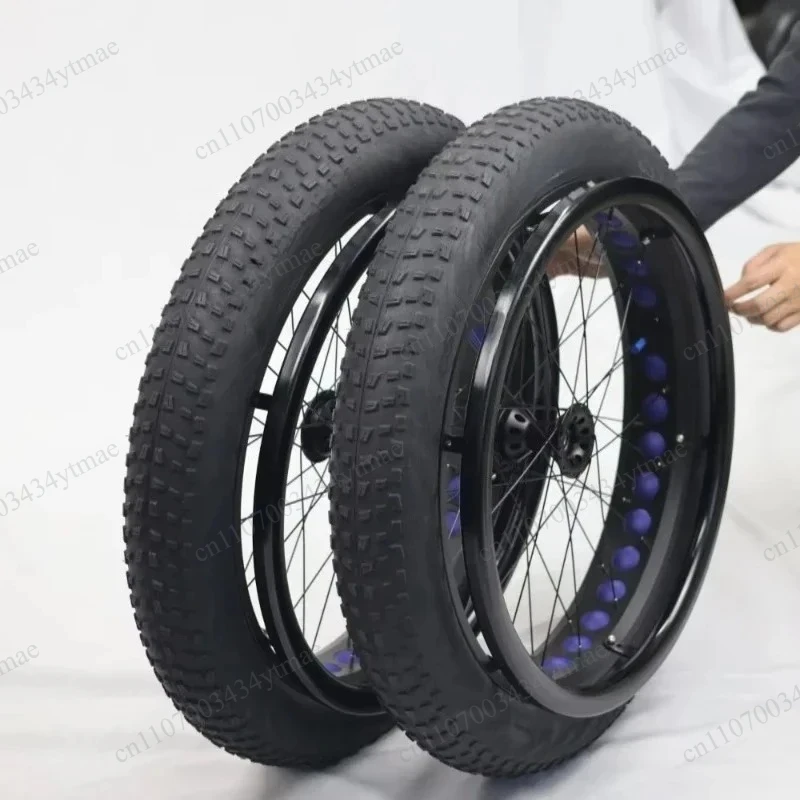 Fat Tire Wheelchair Wheel 24 Inch x4.0, Wide Beach‑Snow Tyre Replacement Accessories For Outdoor Mobility