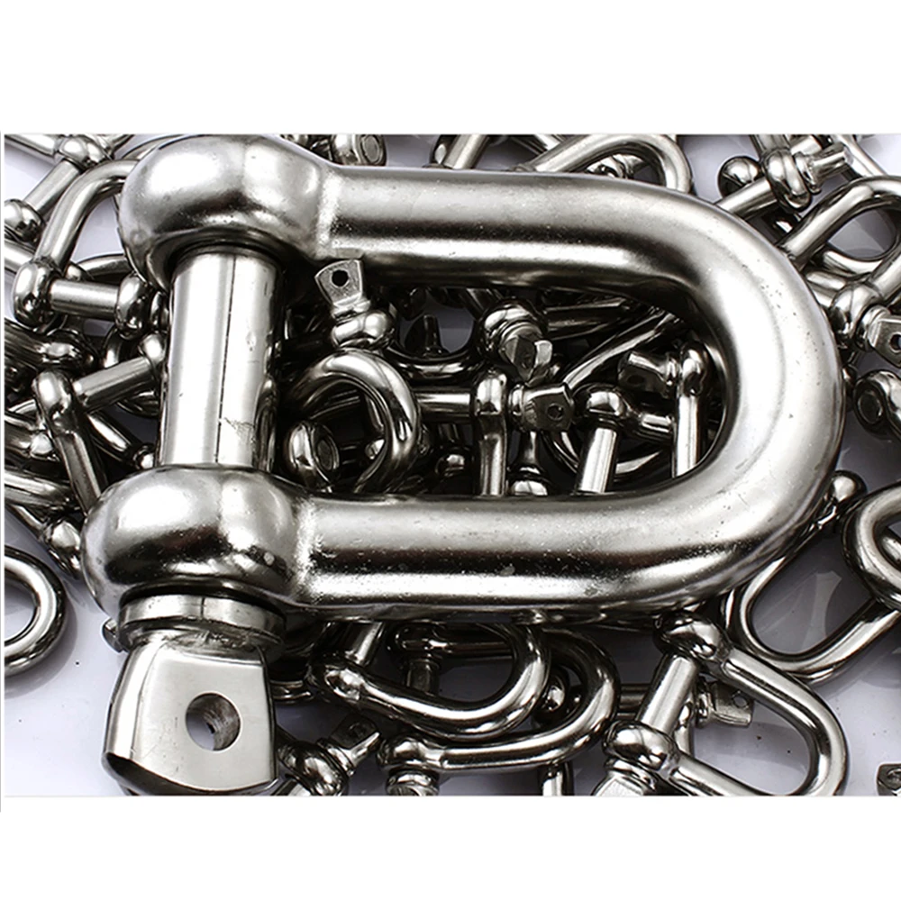 10PCS Stainless Steel U-Bolts Cable Buckle D Shaped Shackle Type U Sling Rope Screw Hook M4/M5/M6/M8 for Secure Fastening